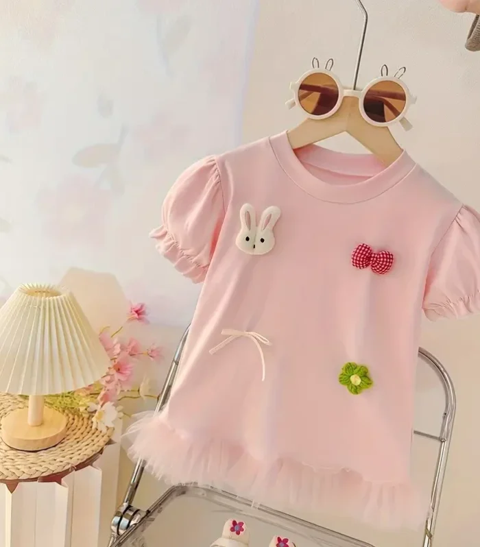 Girls' Sleeveless Pink Tulle Dress – Lightweight, Ruffled Princess Style with Bows, Perfect for Toddlers & Playtime