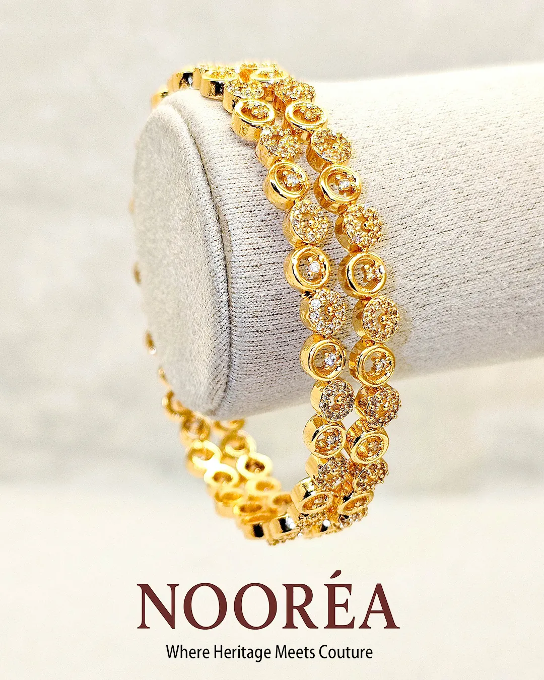 Golden Rosette Charm Bangle